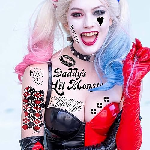 Miniatura 5 de COKTAK 6 hojas de tatuajes temporales HQ para mujeres, niños y hombres, kit de maquillaje de Halloween, cosplay, tatuajes falsos de rostro,