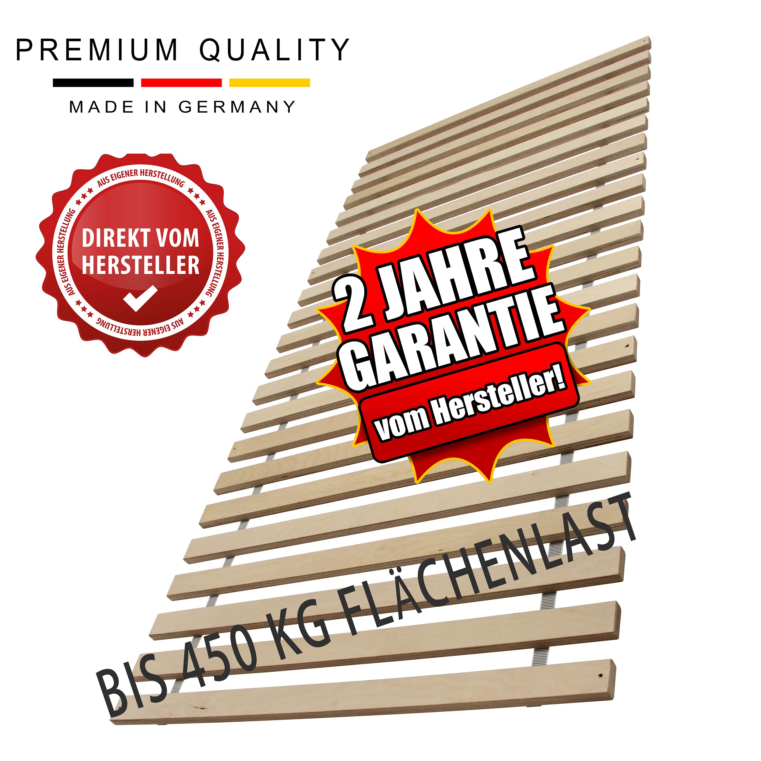 CLAMARO Somier enrollable 90 x 200 cm, 22 listones, madera de abedul, 450 kg | CLAMARO Somier enrollable de 140 x 200 cm con 22 listones de madera de abedul extra estable para 450 kg de carga superficial
