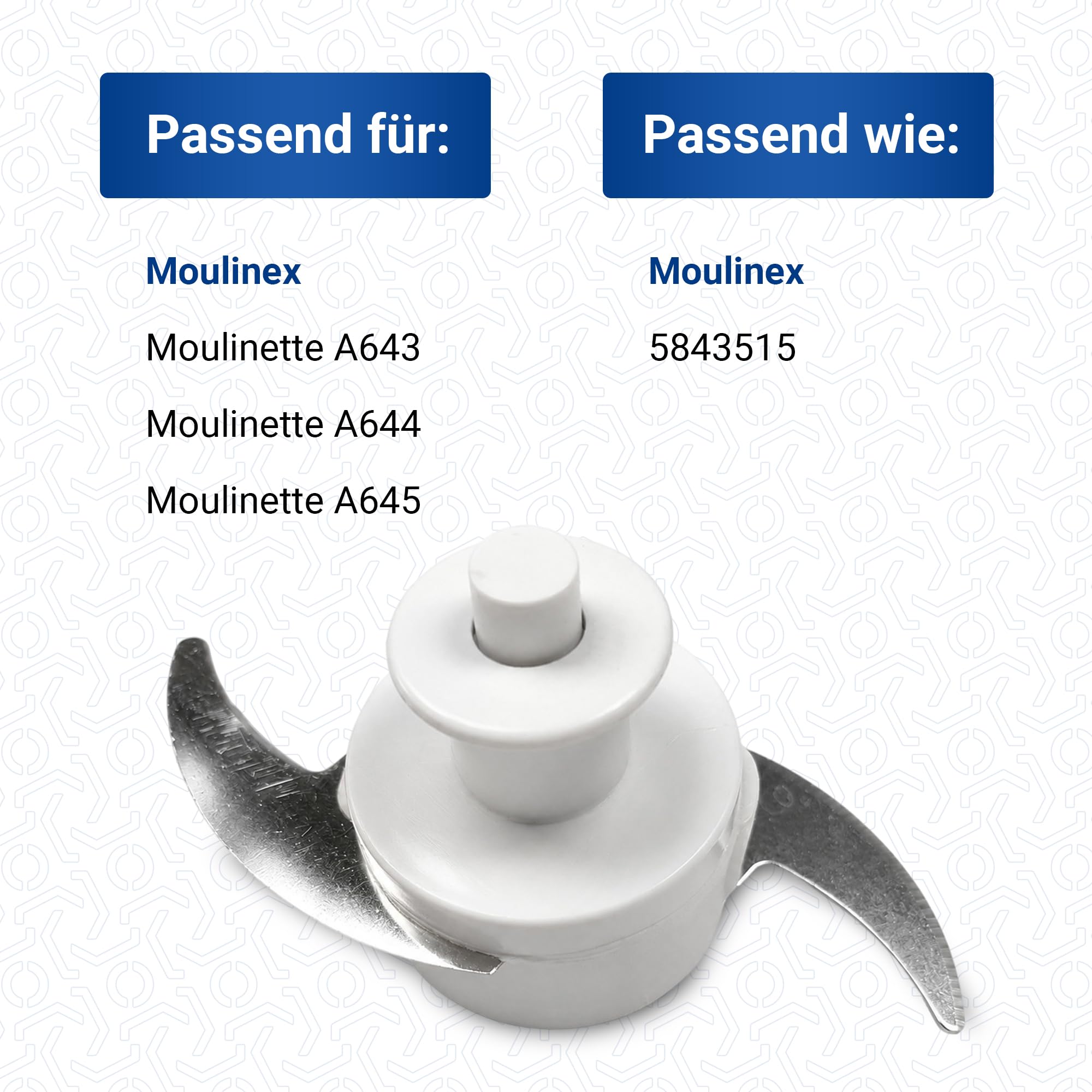 VIOKS Messer Zerkleinerer Elektrisch Ersatz für Moulinex 5843515 | Klinge, für Moulinex Moulinette Küchenmaschine Küchengerät A643 A644 A645