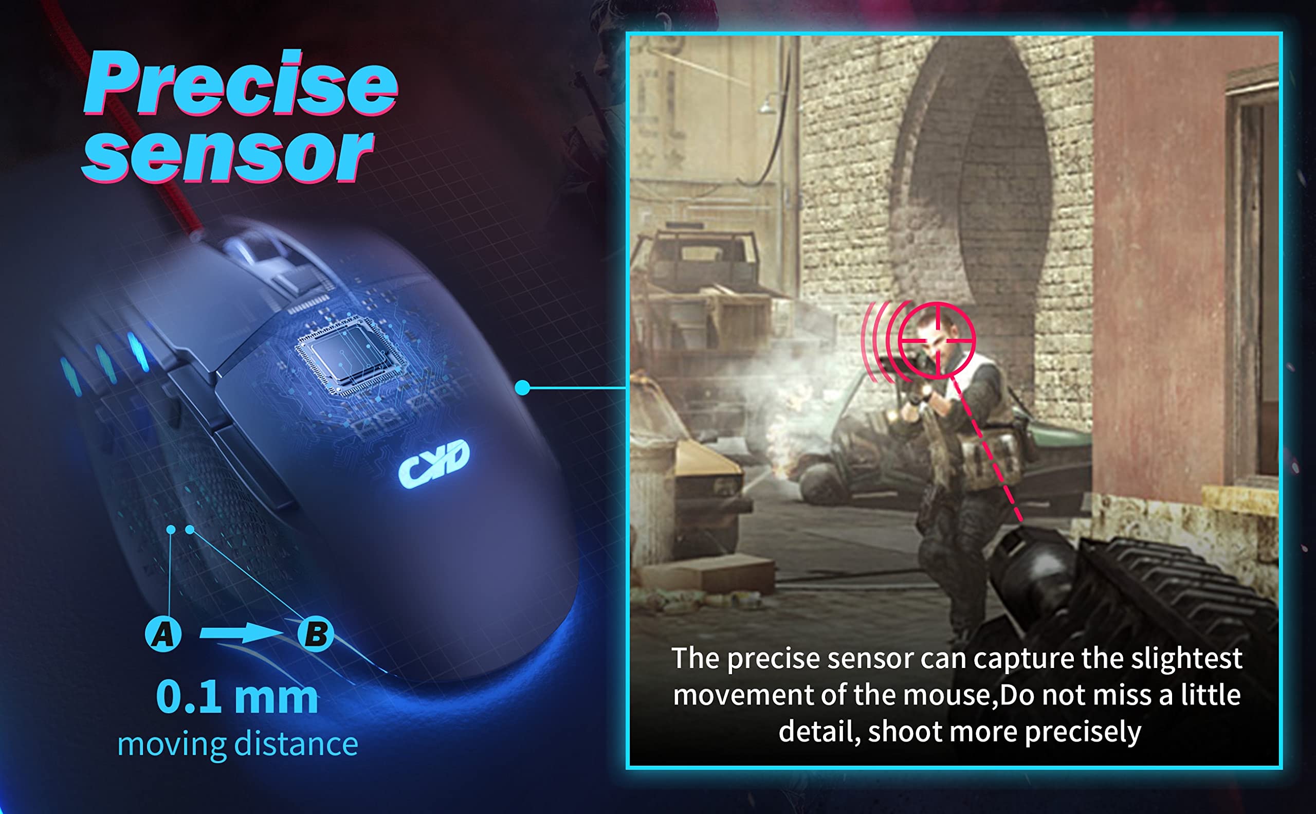 CYD C309 RGB Wired-Mouse per computer portatile, sotto $40 Preferito Mouse da gioco economico, Design ergonomico Mouse Gaming Wired, Mouse Programmabile Gamer