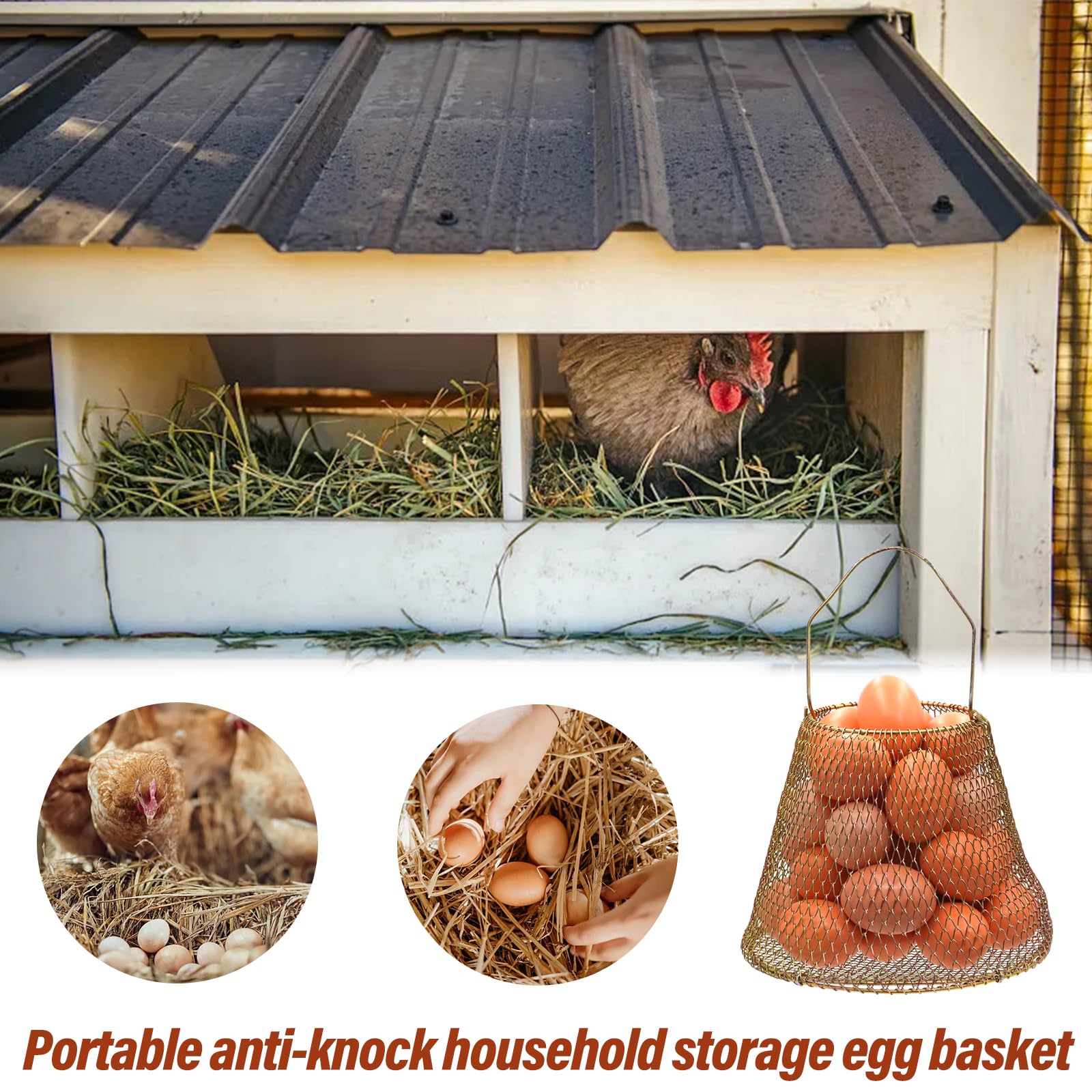 2 cestas de huevos para recoger huevos frescos, cesta de recogida de huevos, cestas de huevos para granja de huevos frescos, cesta plegable con asa, adecuada para granja, refrigerador y almacenamiento