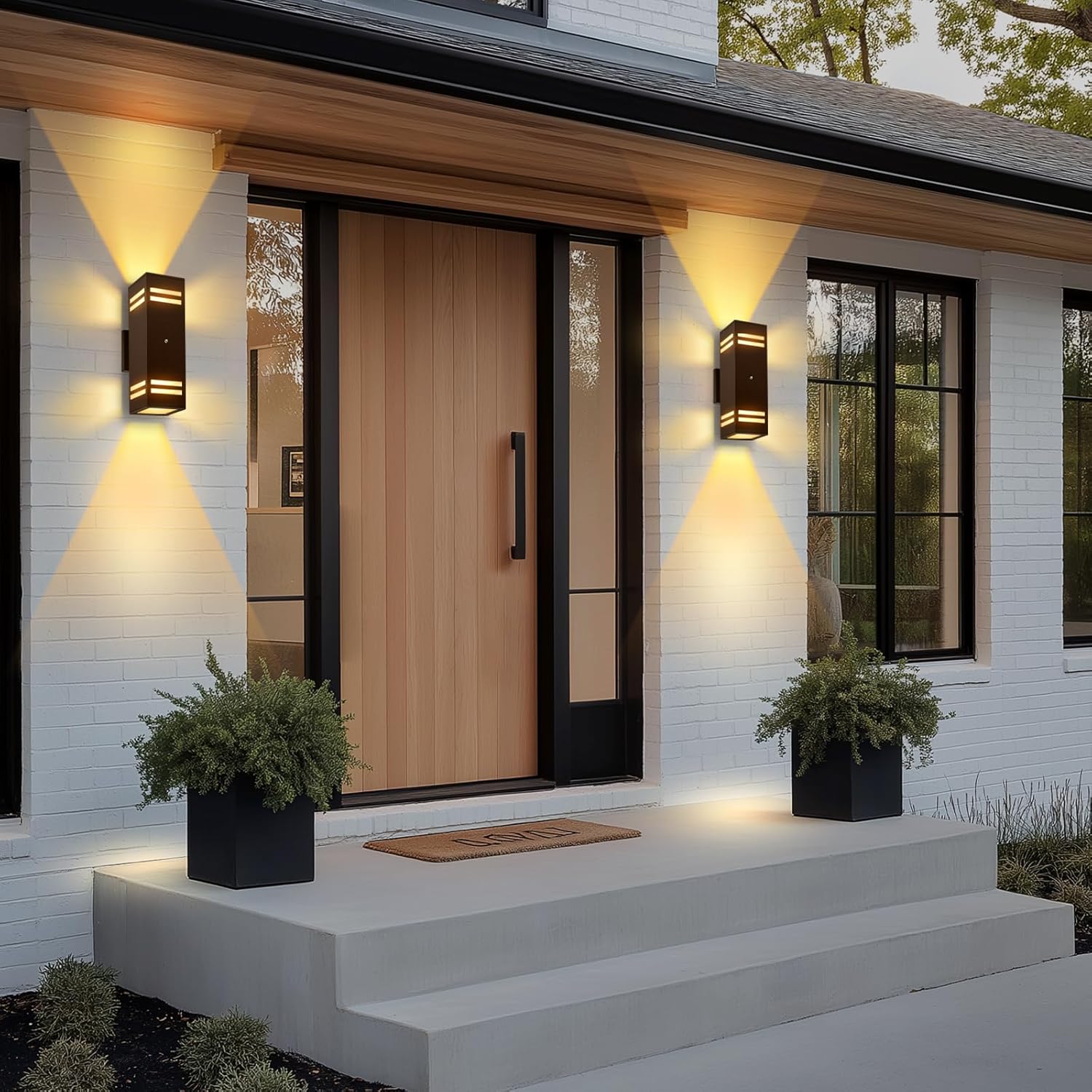 2-Pack Bronze Dusk to Dawn Outdoor Lights, Wall Light Wtih LED Bulbs, Modern Up Down Lights Outdoor, IP65 Waterproof Exterior Lighting Fixtures, Outside Lights for House for Porch, Garage