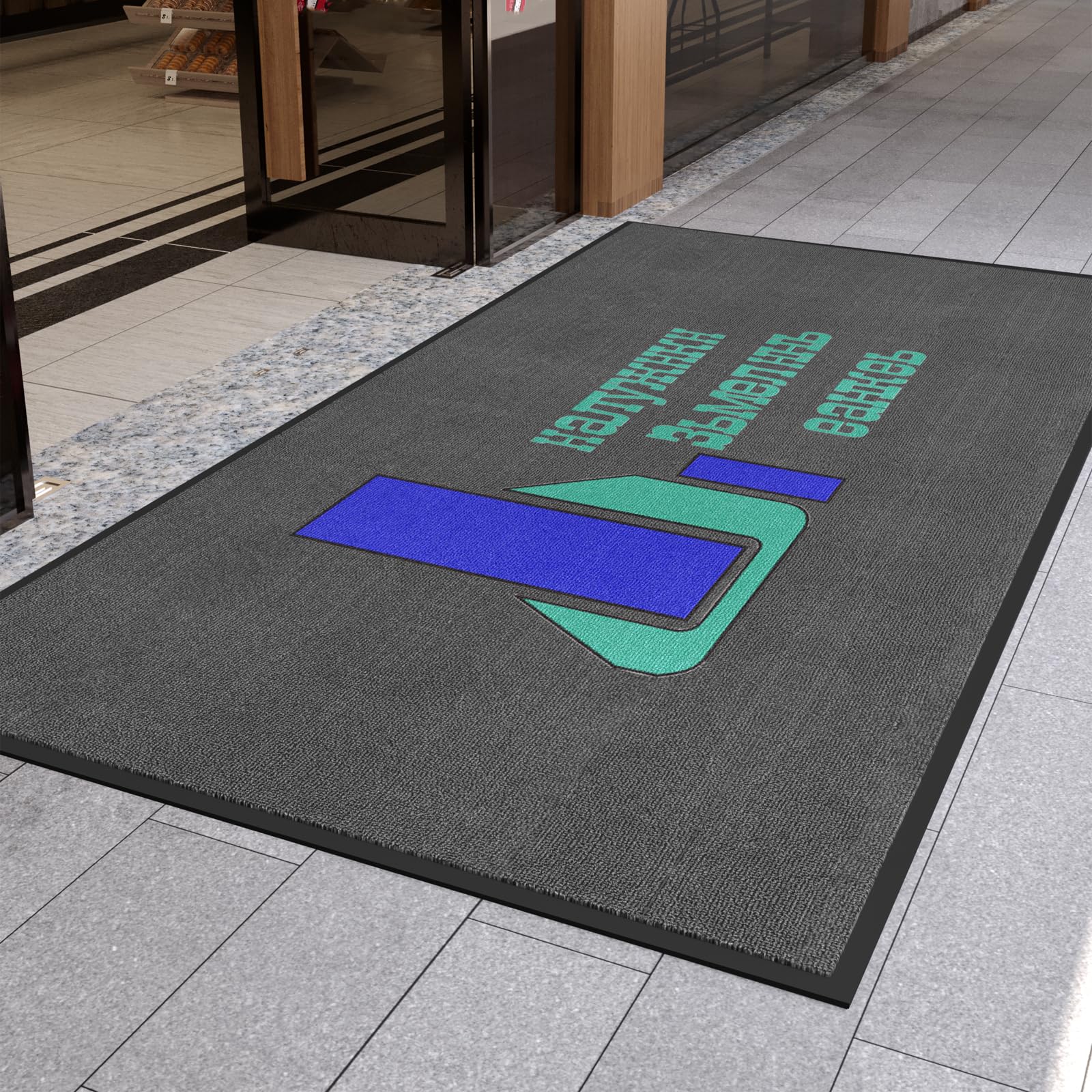 MAOVOT Custom Commercial Area Rugs Door Mat Carpet Personalized Logo Text Entryway Rug with Non-Slip Rubber Backing Indoor Outdoor Doormat 3' x 6'