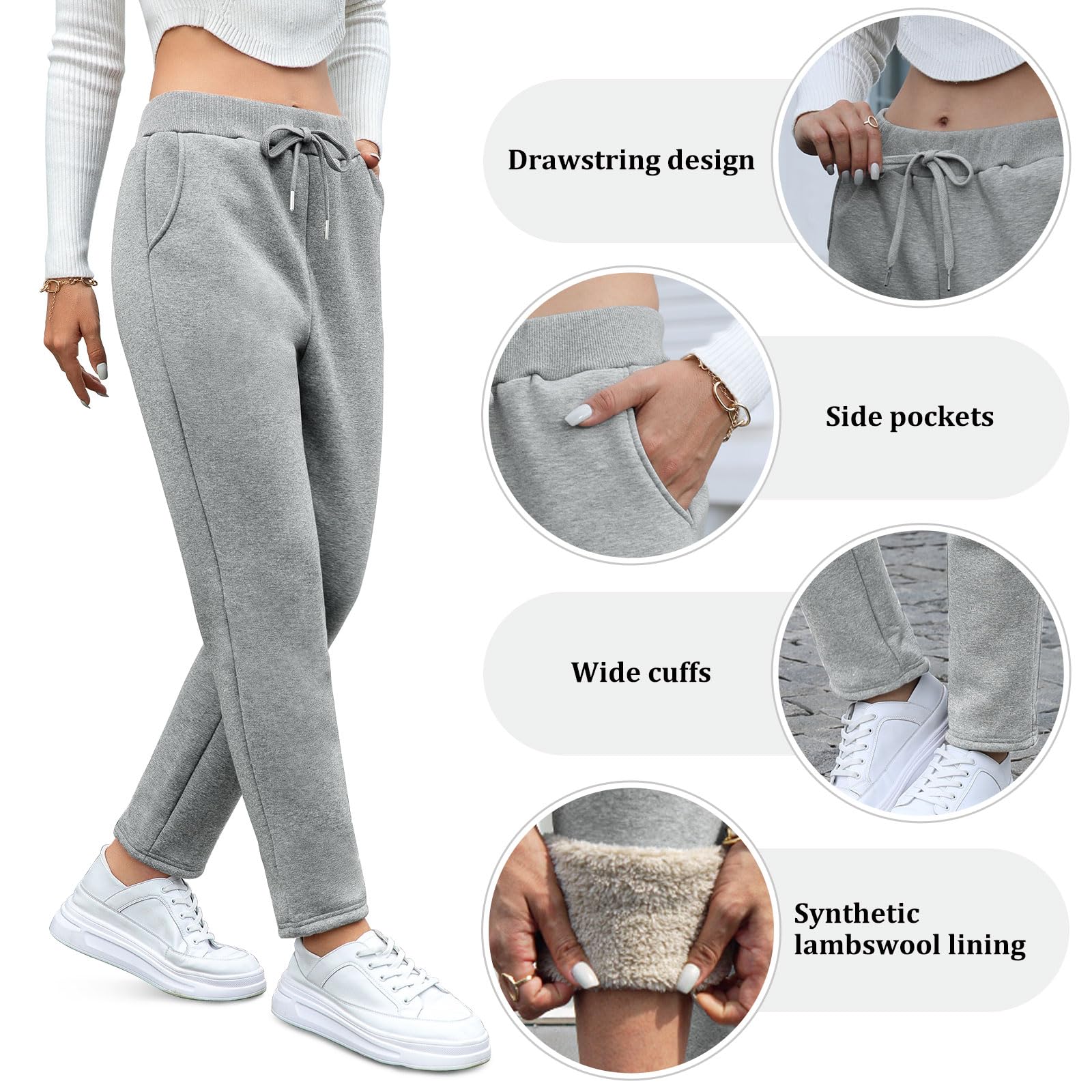 Pantalon Chandal Mujer Termico Invierno con Cálidos Forro Polar Algodon Casual Invierno Deportivos Pantalones Jogger de Ocio y Fitness al Aire Libre
