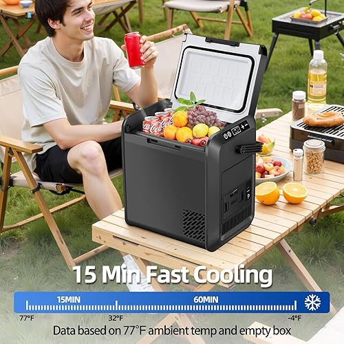 Miniatura 2 de Refrigerador portátil de automóvil de 22 cuartos de galón, 12 V, 24 V CC y 110-240 V de potencia de CA, refrigerador de automóvil de -4 F a 50 F