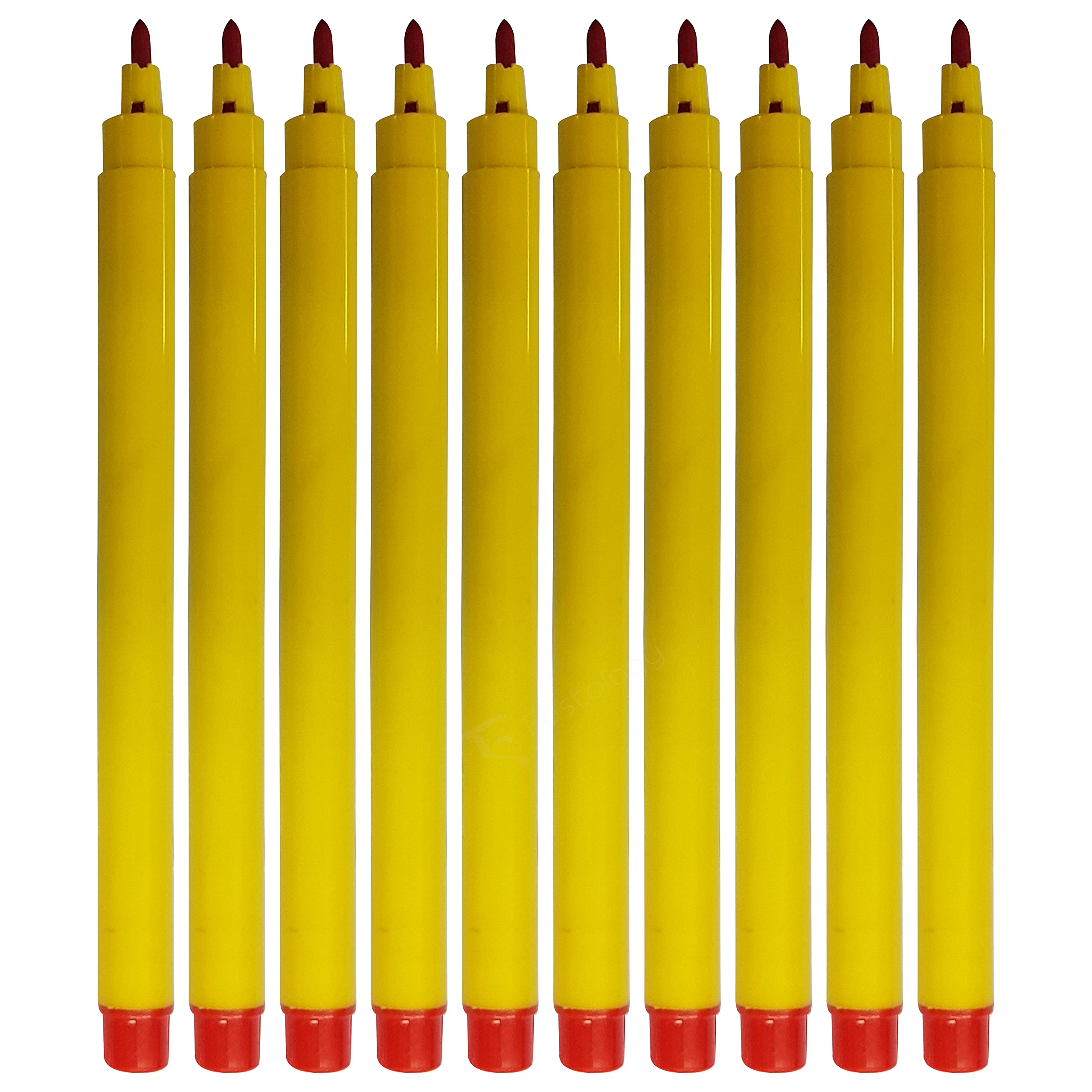 STIC ColourStix Felt Tip Pens, RED, Pack of 40, Fine Fibre Pens, Write Colour Draw Sketch, School Office Home, 1 x PATEL Black Ball Pen