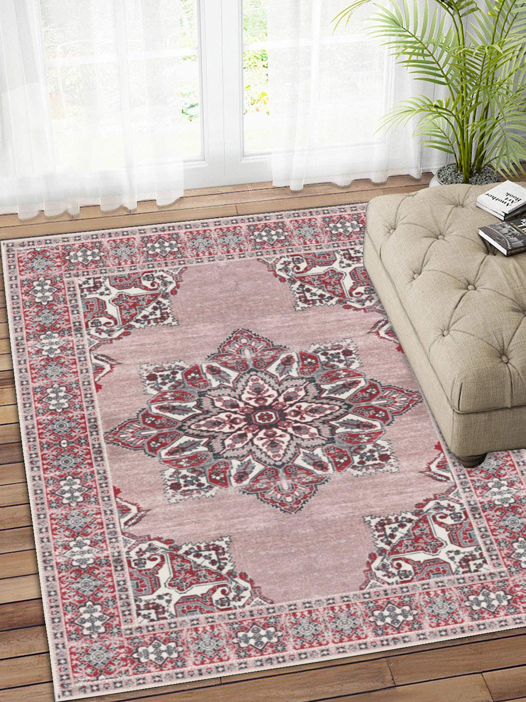 Status Contract Polyester 3D Printed Perfect Rugs for Living Area | Rug and for Bedroom |Rug and for Ining Table Rug Floor with Anti Slip Backing (3 X 5, Maroon), Rectangular