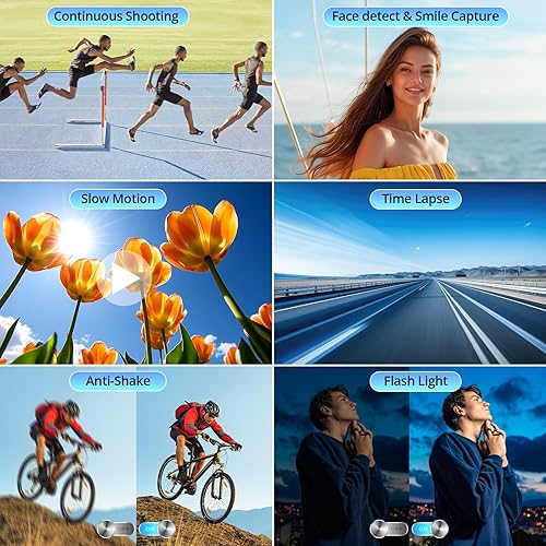 Miniatura 6 de Cámara digital 4K para fotografía y video, enfoque automático de 48 MP para YouTube con pantalla abatible de 180 de 3 pulgadas, cámaras de viaje