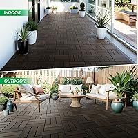Vista 7 de Idzo Baldosas de Terraza Entrelazadas 9.6 PIES CUADRADOS - 10 PIEZAS Baldosas Impermeables de Madera de Acacia para Patio, Baldosas de Piso