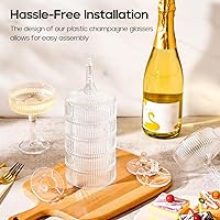 Vista 7 de Paquete de 20 Copas de Champán de Plástico, Copas de Champán de 7oz de Torre de Champán de Plástico Indestructible, Copas de Cóctel de Acrílico