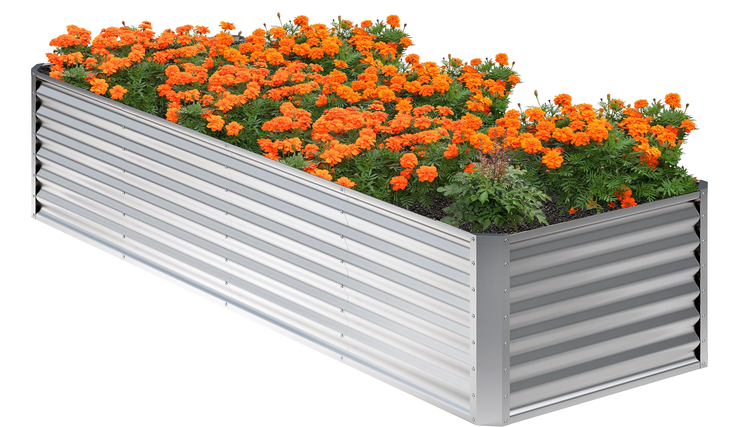 8x2x2ft galvanized raised garden bed,planter raised beds-metal garden box,large plant for outdoor planting, vegetables bed,flower,herb-sliver