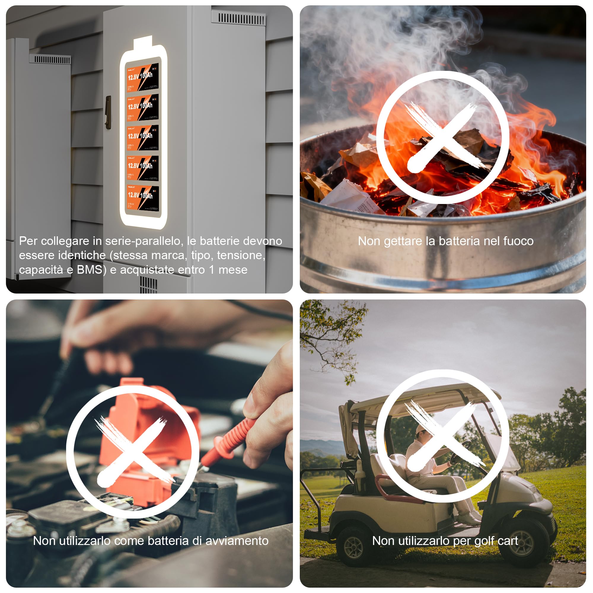 Yeagulch 24V 100Ah Batteria al Litio LiFePO4, BMS 100A, 2560Wh | 15000 Cicli, per Sistemi Solari, Camper, Accumulo Domestico Off-Grid