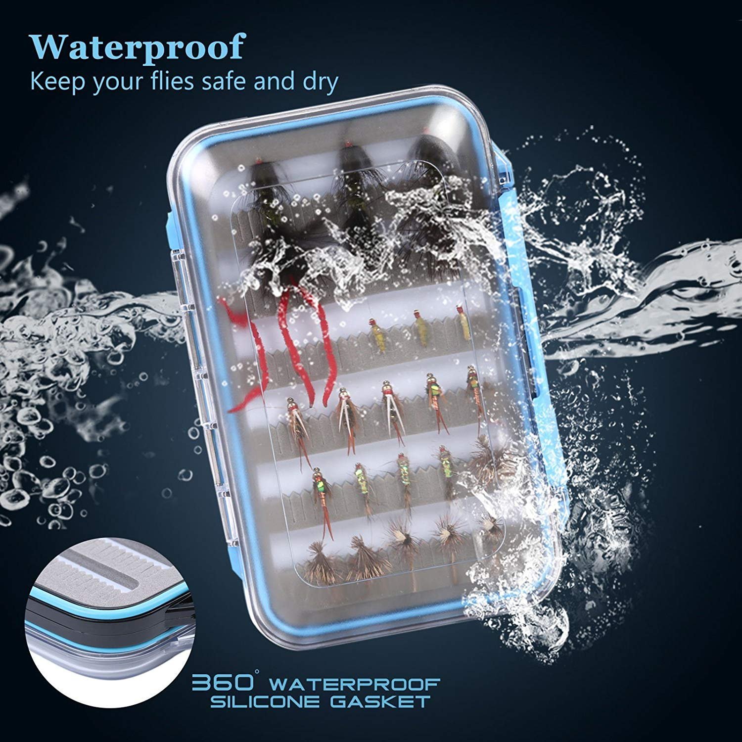 MAXIMUMCATCH Two-sided Waterproof Fly Box Slit Foam Fly Fishing Box (Black, Size B+Size C+Size D) - Image 3