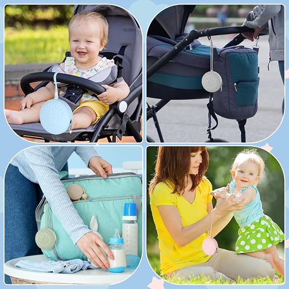 senbowe 2 Pack Silicone Pacifier Holder, Portable Case for Diaper Bag