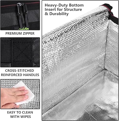 Miniatura 5 de Bolsas aisladas reutilizables para comestibles (paquete de 1), bolsas enfriadoras aisladas con parte inferior dura soportes verticales, bolsa de