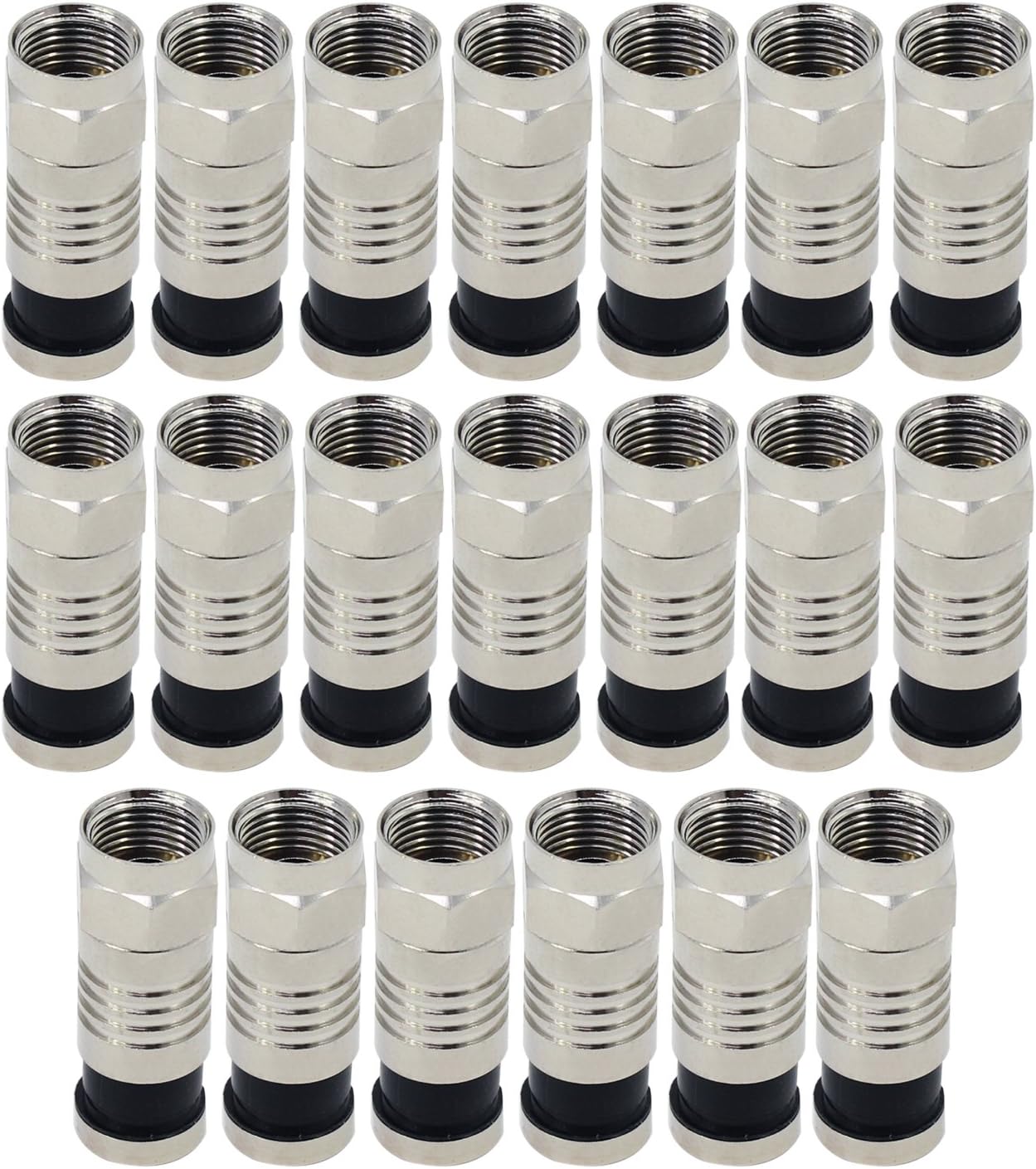 ESUMIC RG6 F Type Connector Coax Coaxial Compression Fitting 20Pack (Black-BW)
