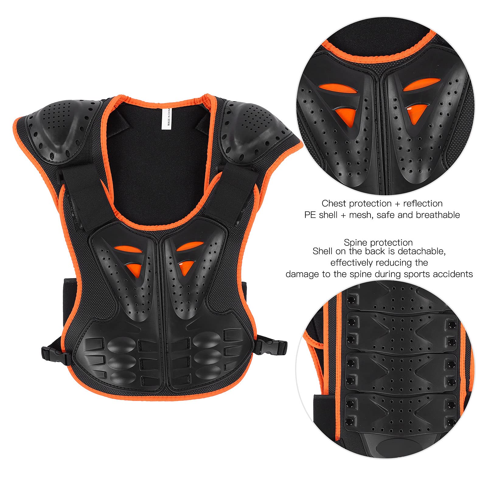 01 Reiten Brustschutz, Kinder Sport Protektor Weste Leicht zum Schutz des Körpers (Orange Black, S)