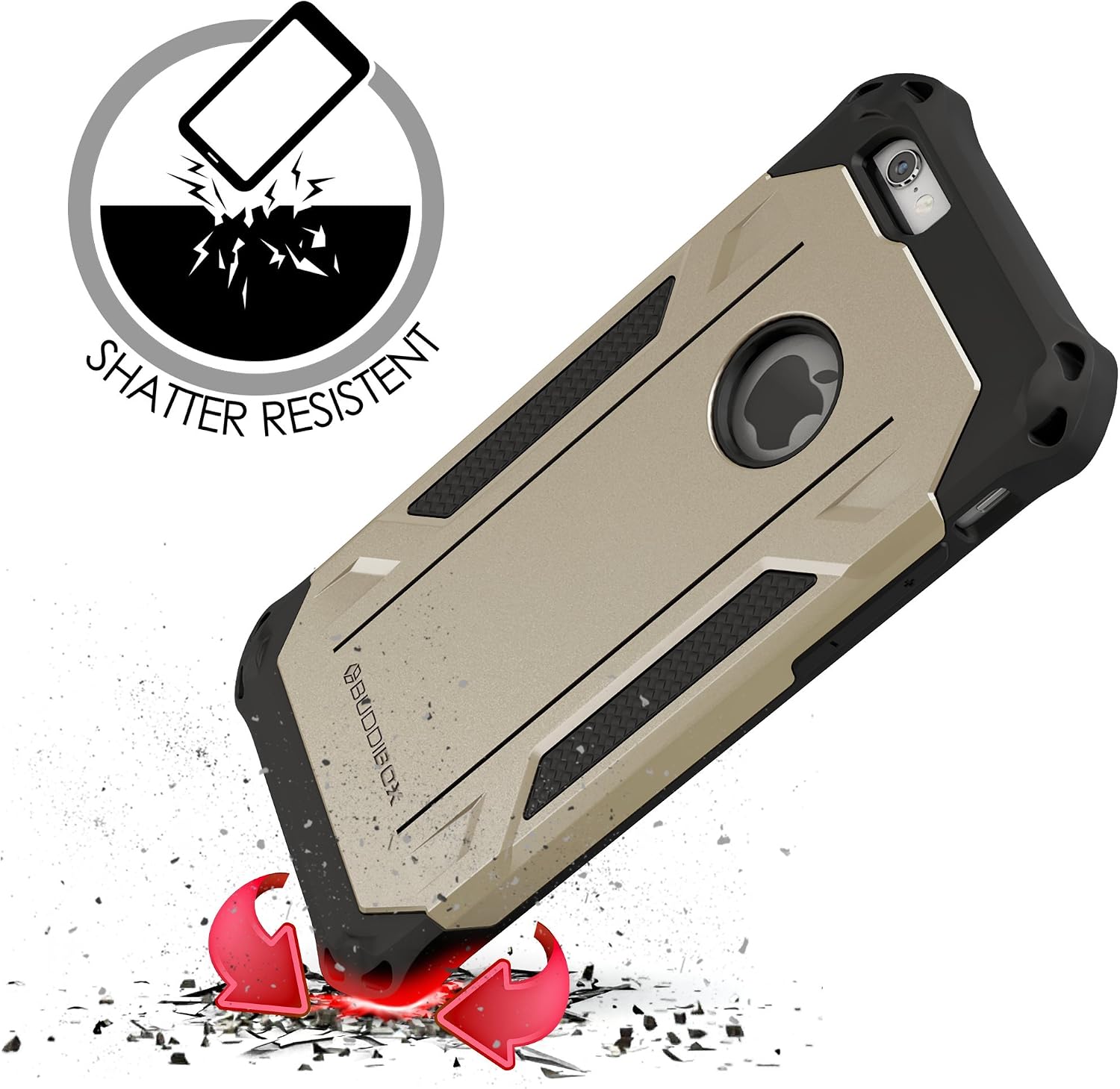 BUDDIBOX iPhone 6s Case, [Corner Series] – Heavy Duty Protection from Falls – Also Compatible with Apple iPhone 6 – [Gold]
