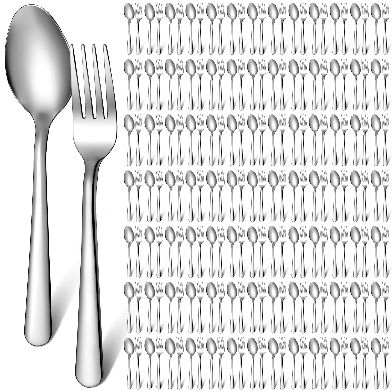 BBTO 100 Pcs Bulk Forks and Spoons Stainless Steel Flatware Set — Amazon image 8