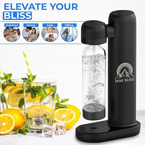 Miniatura 5 de Fabricante de sodas original (negro mate) bebida de carbonato (botella de PET de 1 litro incluida), crea agua espumosa, seltzer y gaseosa,