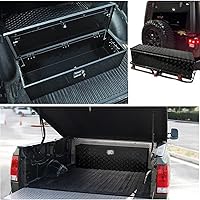 Vista 5 de Caja de herramientas de aluminio chapada en negro de 39 pulgadas para camioneta, almacenamiento para caja de camioneta pickup, caja de lengua