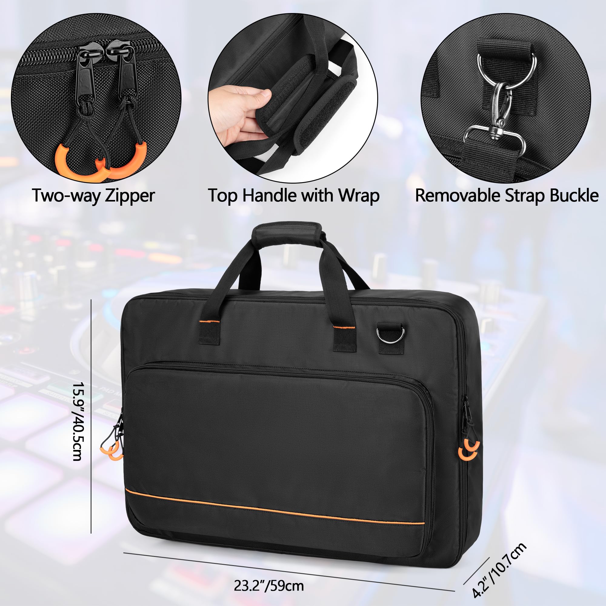 Rexmica Custodia da Viaggio per Controller DJ, Cavi o Accessori (M, Nero) | Compatibile con Pioneer DDJ SR/SR2/DDJ REV1 e la Maggior Parte dei Controller DJ Standard
