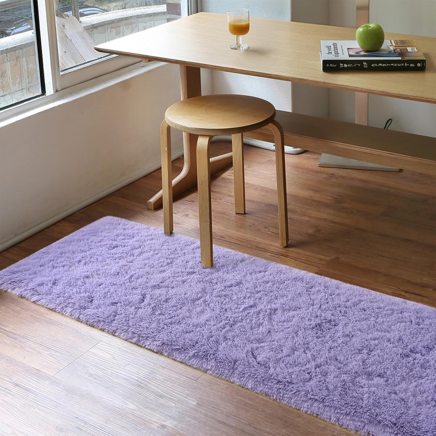 Soft Lavender Purple Runner Rugs for Bedroom, 2x6 ft Bedside Rug Plush Fluffy Carpets, Shag Furry Modern Area Rug Carpet for Living Room Girls Kids Room Nursery Home Decor, Lavender Purple
