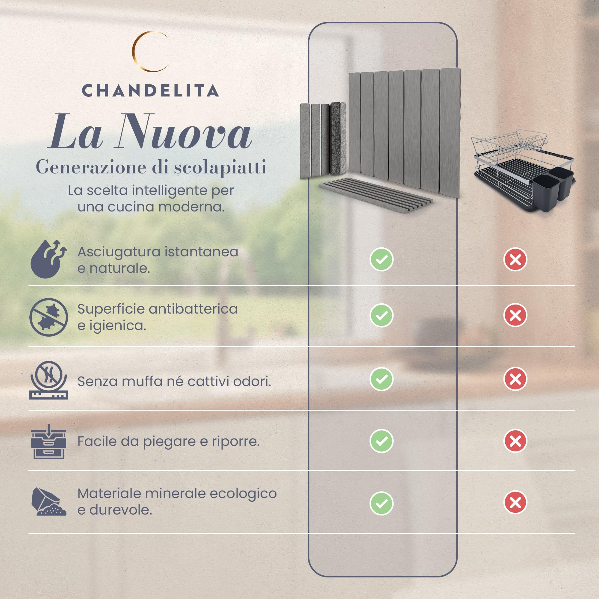 Tappetino Scolapiatti Assorbente Diatomite Pieghevole – Tappetino Assorbente Cucina Pietra 40×30 cm + 30×10 cm con Accessori di Manutenzione – Asciugatura Rapida, Igienico e Antiscivolo