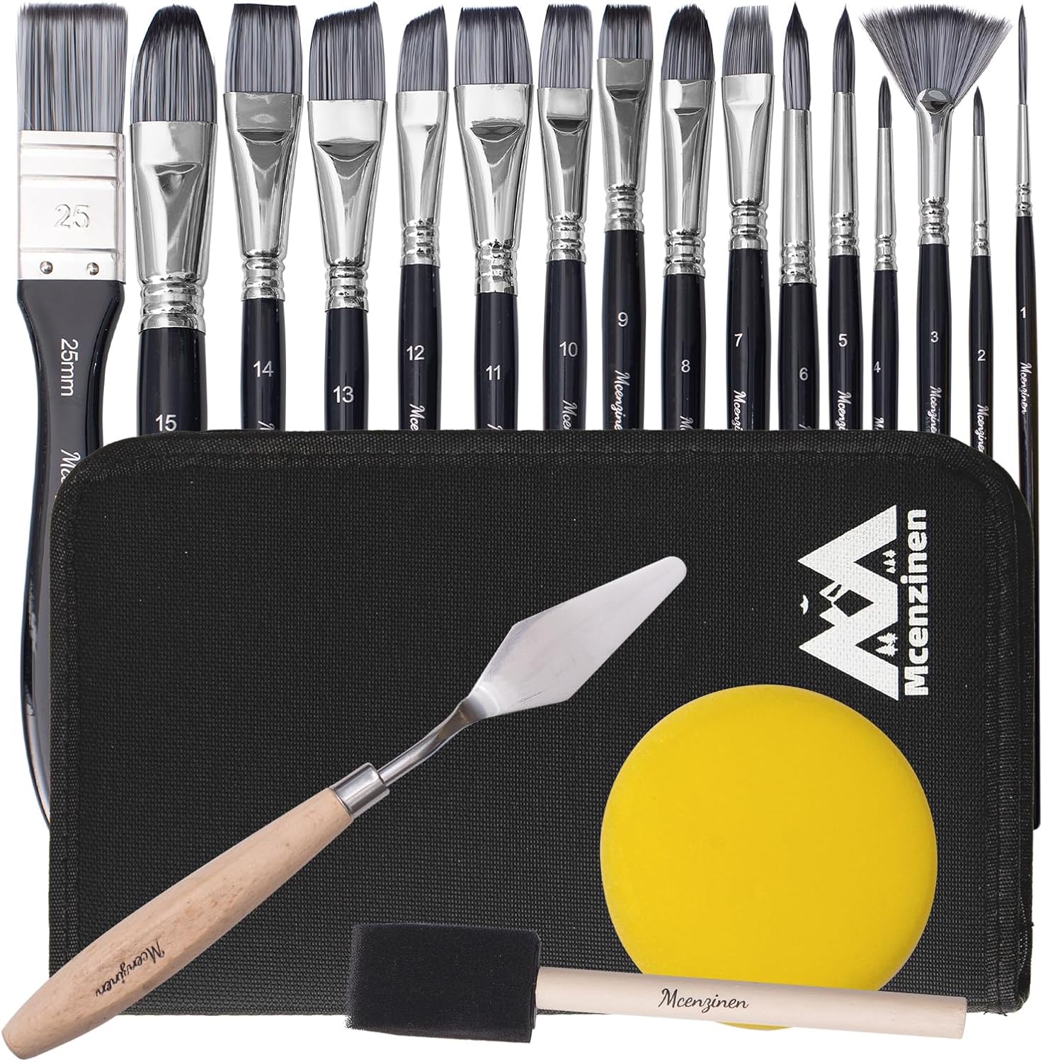 20 Pcs Paint Brushes, Professional Acrylic Paint Brush Set Artists Complete Range of Sizes with Palette Knife & Canvas Bag for Acrylic, Oil, Watercolor, Gouache