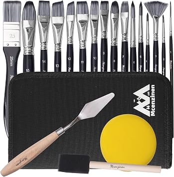 20 Pcs Paint Brushes, Professional Acrylic Paint Brush Set Artists Complete Range of Sizes with Palette Knife & Canvas Bag for Acrylic, Oil, Watercolor, Gouache