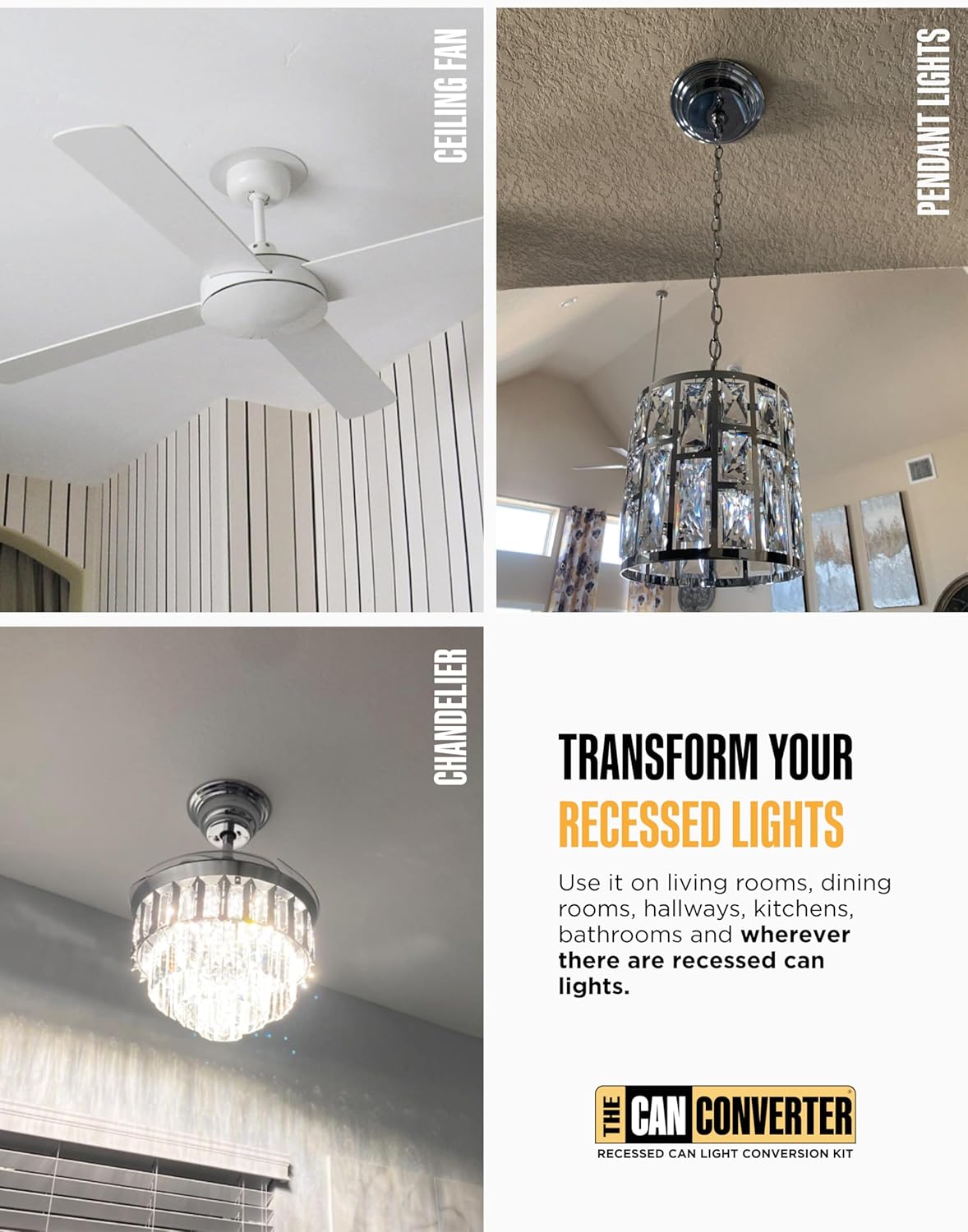 The Can Converter R56 Recessed Can Light Conversion Kit w/ 7"¾ Beveled Ceiling Medallion - Home Improvement for 5" & 6" Cans, Ceiling Fan & Light Fixture Converter Kit, UL Certified, Oil Rubbed Bronze
