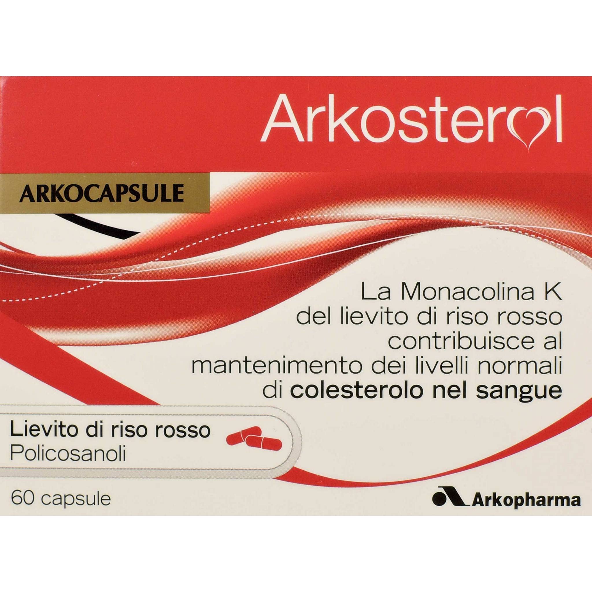 Arkofarm 9083 Arkosterol, Integratore Alimentare a Base di Lievito di Riso Rosso, 60 Capsule