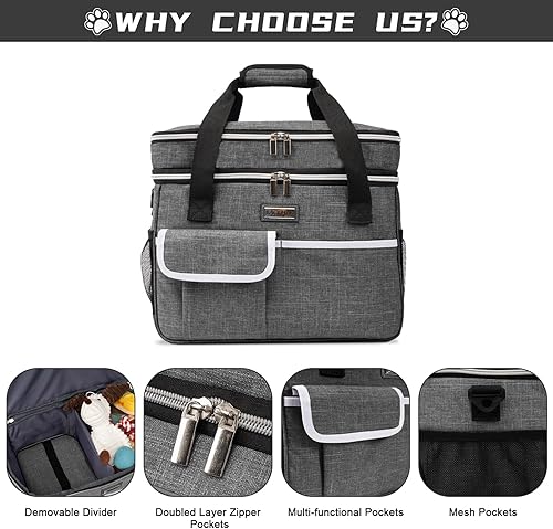 Miniatura 2 de BAGLHER Bolsa de viaje para perros  Juego de organizador de viaje para mascotas de fin de semana aprobado por aerolíneas de doble capa para perros y