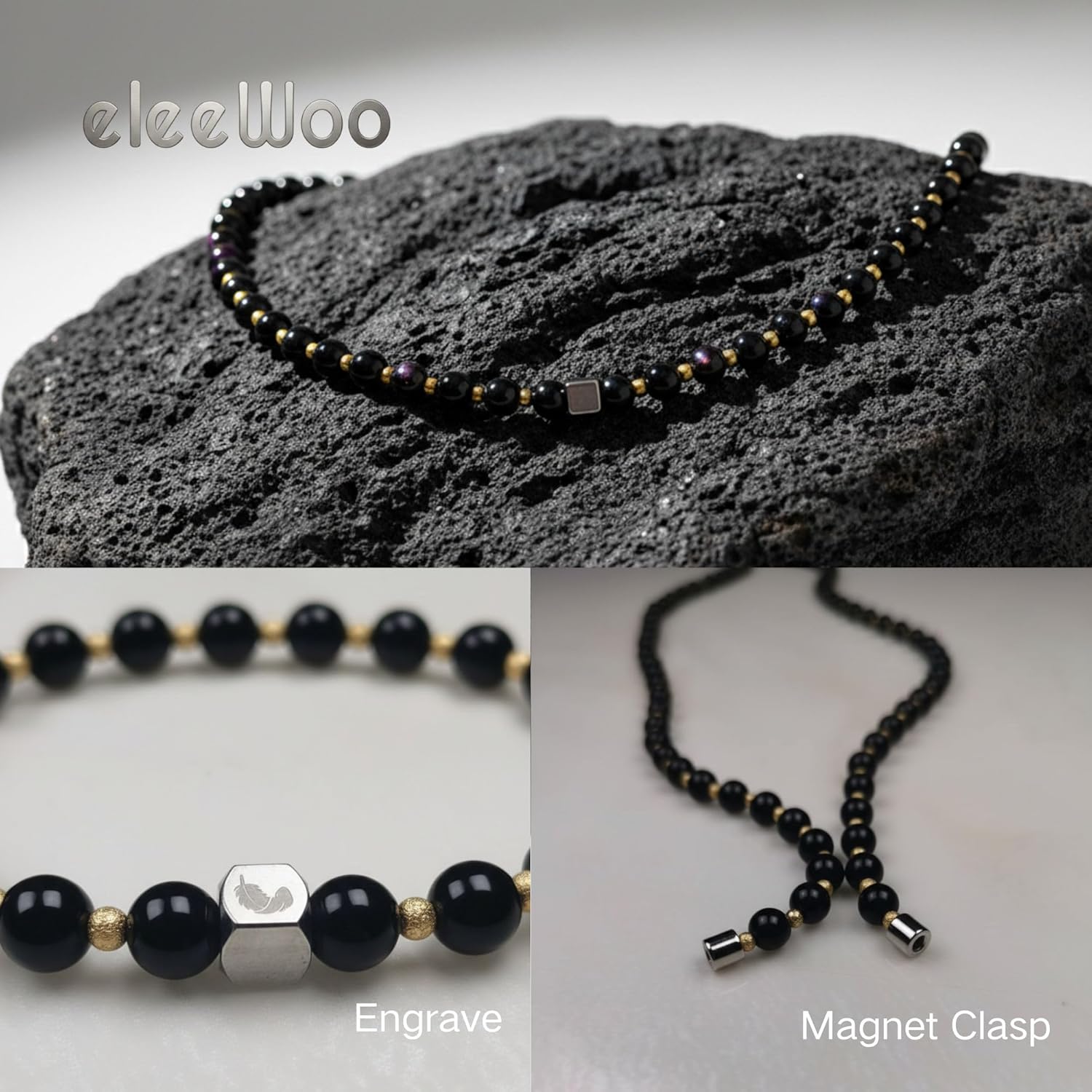 Personalized 6mm Natural Crystal Stone Choker Necklace for Men Women | Custom Engravable Initial Bead | Healing Jewelry Gift for Birthday Anniversary, 19.5" - Image 4