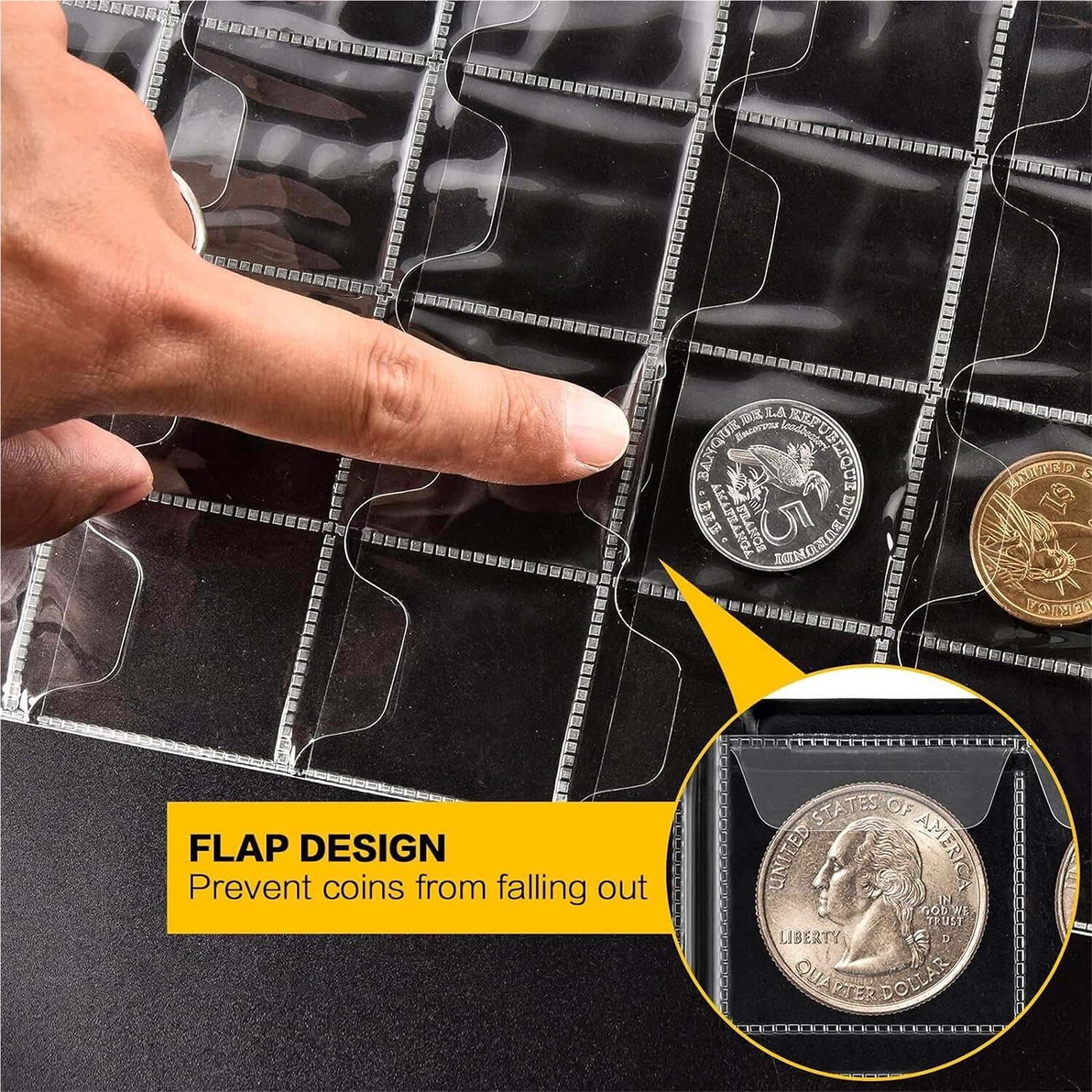 Album Monedas Coin Collection Book Holder Album for Collectors, 300 Pockets Coins Display Storage Case, Collecting Sleeves Organizer Box(Blue)