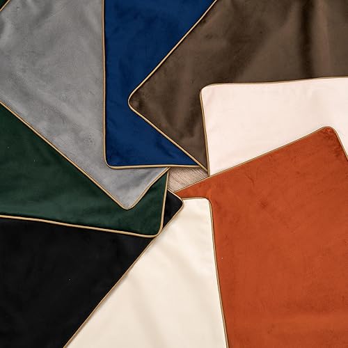 Vista 25 de Aeckself Pack of 2 Navy Blue Velvet Pillow Covers 24 x 24 Inch, Large Modern Luxury Decorative Pillowcase with Gold Trim Edge, Comfortable Soft