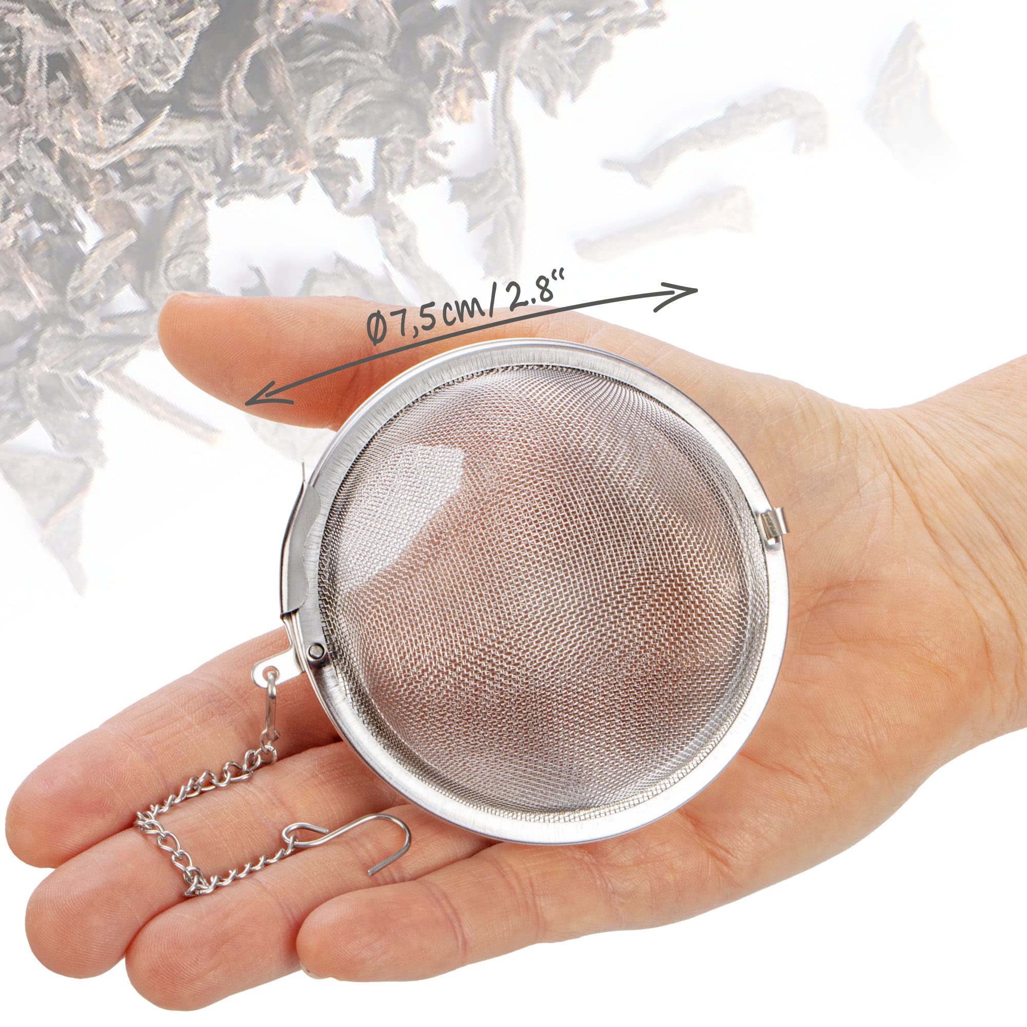 COM-FOUR 2x Colador de té de acero inoxidable 304 - Infusor grande para té suelto, hierbas y especias (2 piezas, 7,5 cm Ø)