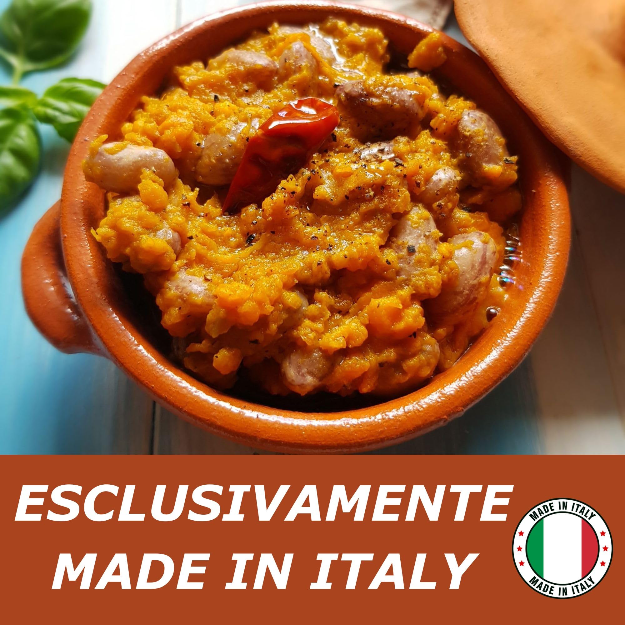 HERMES SHOP - Set 6 Terrine in Terracotta per Zuppe e Piatti Tradizionali - Diametro 15cm - Altezza 5cm - Made in Italy - Tegamini adatti al Forno per Gnocchi, Fusilli, Parmigiana e Zuppe.