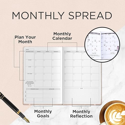 Miniatura 3 de Wordsworth - Agenda semanal y mensual sin fecha, agenda con puntos en blanco, tapa dura, agenda semanal sin fecha, 5.83 x 8.27 pulgadas, papel A5 de