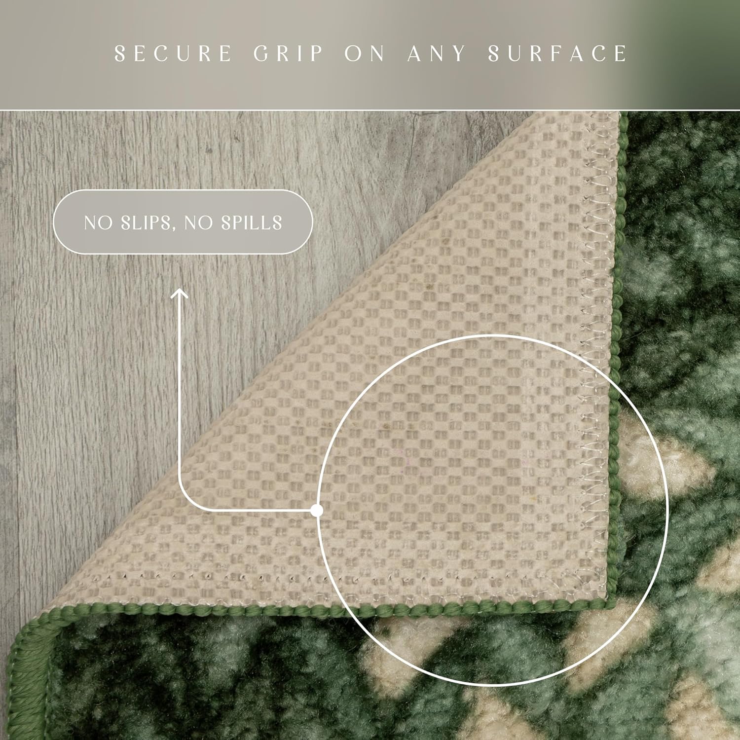 Maples Rugs Marion Bohemian Braided-Style Print Runner Rug – Made in USA – Washable, Non-Slip Indoor Runner for Hallway, Kitchen, and Laundry Room, 2' x 6', Green