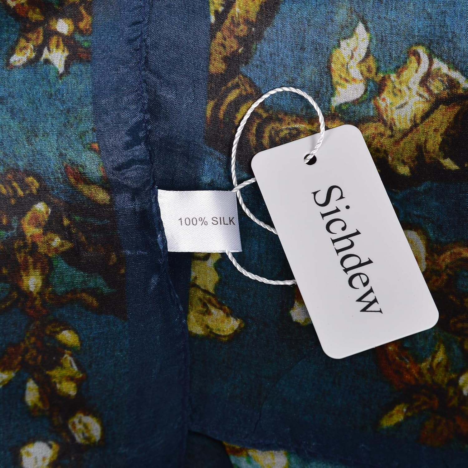 Women's 100% Mulberry Silk Scarf Lightweight Long Floral Print Neck Scarf, Beach Wrap & Travel Photography Shawl Gift - Image 4