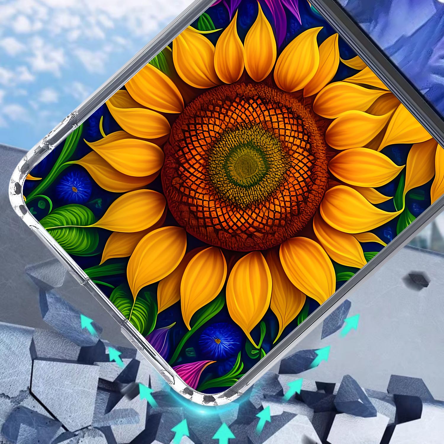 Bcov Case For Motorola Razr 50 Ultra,Beautiful Sunflowers Anti-Scratch Solid Hard case Protective Shookproof Phone Cover for Motorola Razr 50 Ultra - Image 3