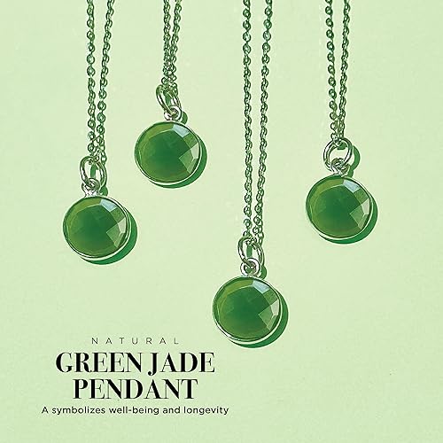 Miniatura 3 de Genuine Jade Necklace Pendant, Energy Healing Green Gemstone, 18K Gold plated over Sterling Silver 925, Dainty Handmade Jewelry Gift for Womens,18