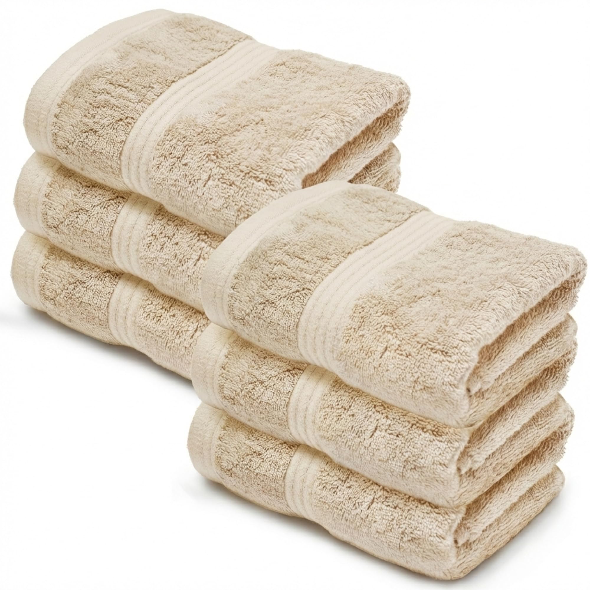 Makooz Luxurious Bamboo Face Flannels Pack of 6-700 GSM Thick Bamboo Face Cloth Towel Set - Silky Soft, Absorbent, Quick Dry Wash Cloth - Bath Flannel for Bathroom, Home, Hotel & Spa - 33X33CM Cream