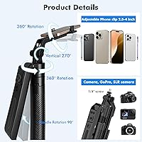Vista 5 de Trípode para selfie stick de seguimiento automático con luz de llenado, rotación de 360 grados y control de gestos, trípode para selfie stick