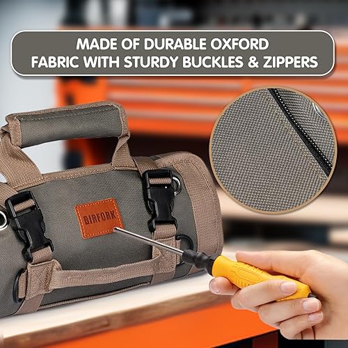 Miniatura 3 de Bolsa de herramientas enrollable, bolsa organizadora de herramientas resistente, bolsa de herramientas portátil con 6 bolsas de herramientas para
