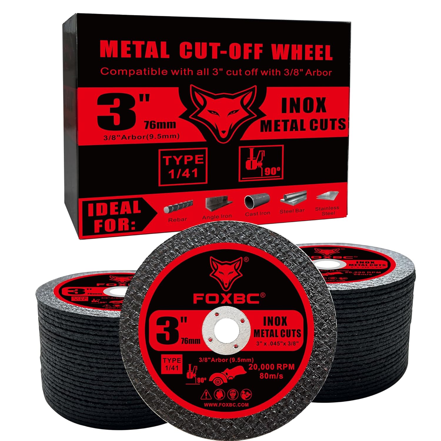 FOXBC 3 Inch Cut Off Wheel Discs, Metal & Stainless Steel Cutting Disc for Die Grinder, 3” x 3/64” x 3/8” - 50 Pack - Image 5