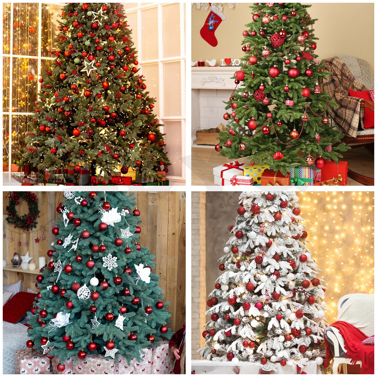 100Pcs Bolas de Navidad, Juego de Adornos para Colgar Decorativos para Decoración Navideña de Arboles de Navidad, Rojo