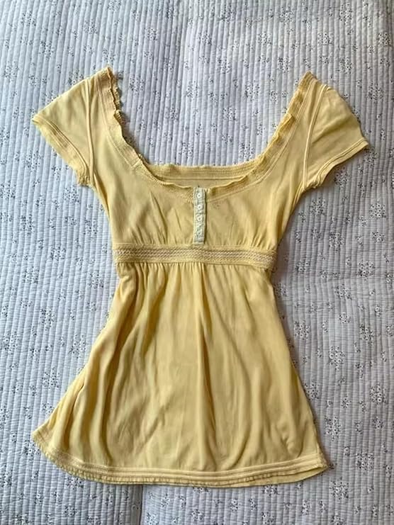 Coquette Ruffle Tops Women Cute Summer Lace Peplum Babydoll Top Teen Girls Y2k Grunge 2000s Cottagecore Clothing