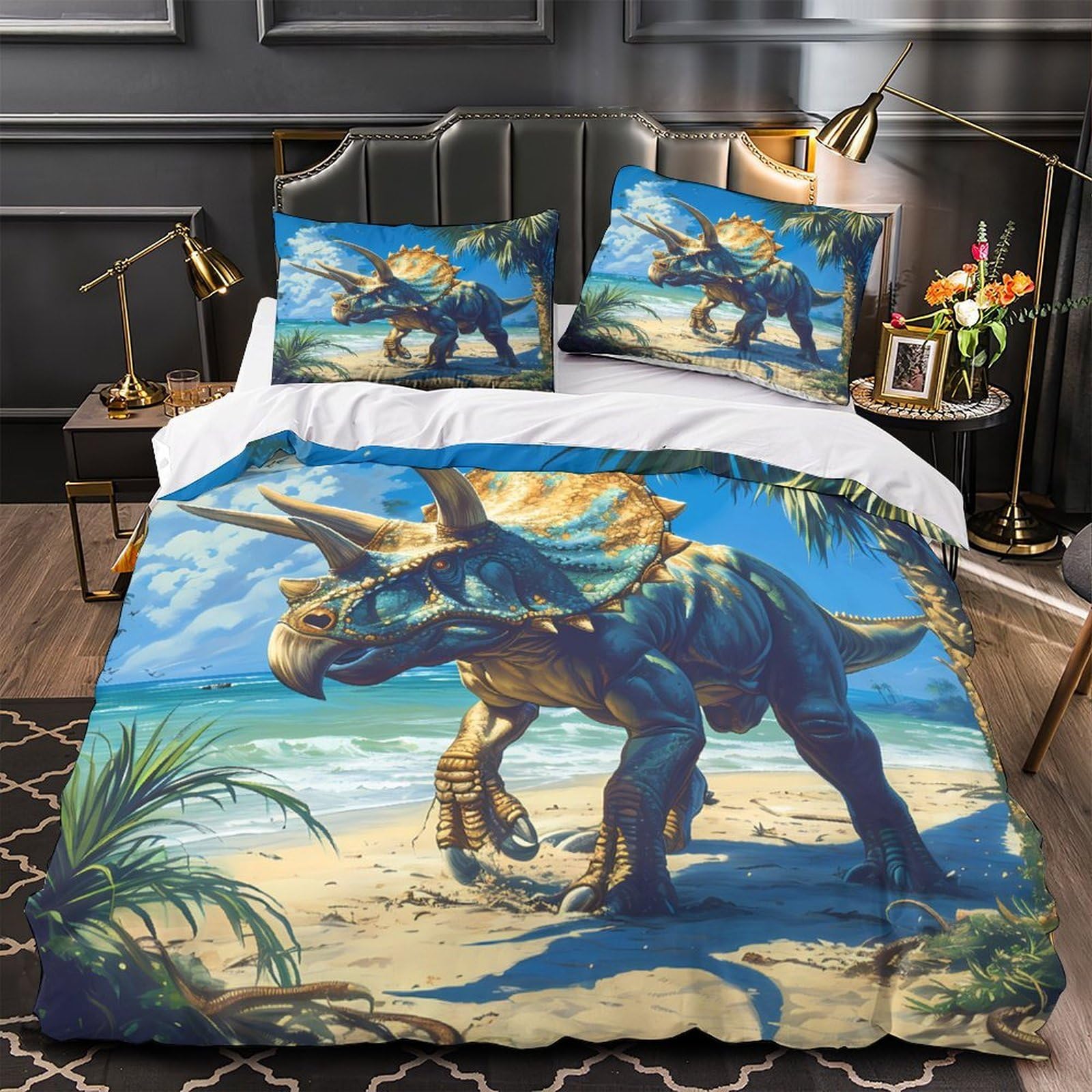 Housse de couette Tricératops single 135x200 microfibre